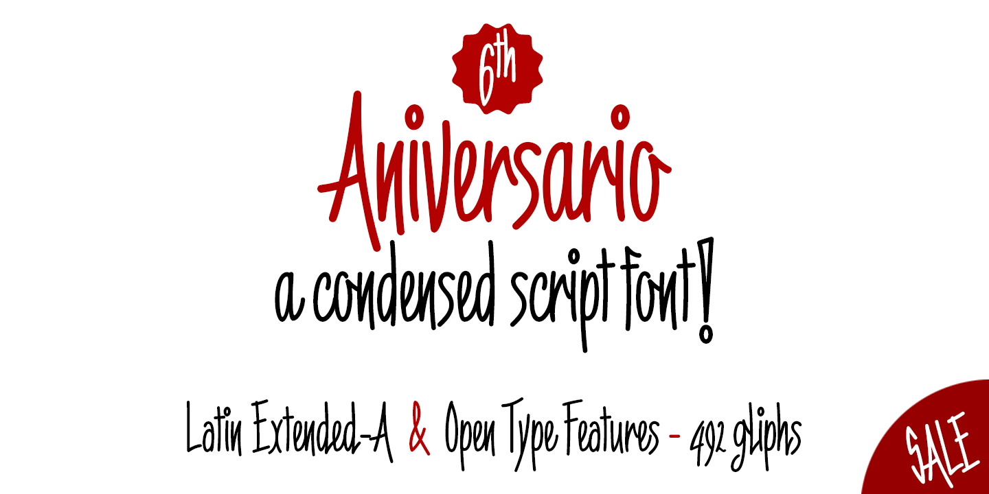 Beispiel einer 6th Aniversario Regular-Schriftart